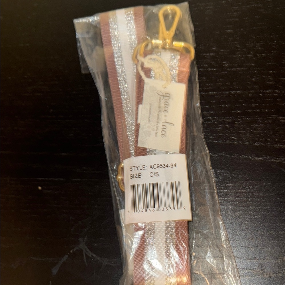 Grace & Lace Pink and Silver Bag strap